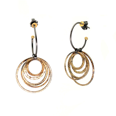Stardust Gold & Silver Layered, Swaying Hoop Earrings