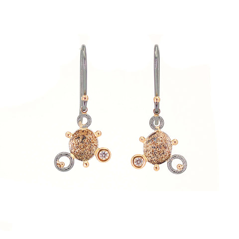Diamond & Fun Circle Dangly Earrings
