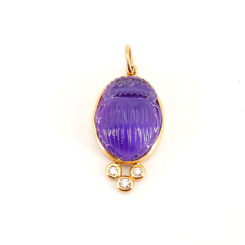 Amethyst Scarab Pendant with Diamonds Necklace