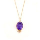 Amethyst Scarab Pendant with Diamonds Necklace