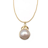 Mabe Pearl Gold Flower Charm & Necklace