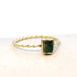 Rough Emerald Gold Stacking Ring