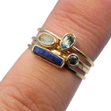 Gold Stacking Rough Lapis Ring