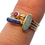 Gold Stacking Rough Lapis Ring