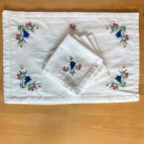 Folk Art Embroidered Placemats & Napkins