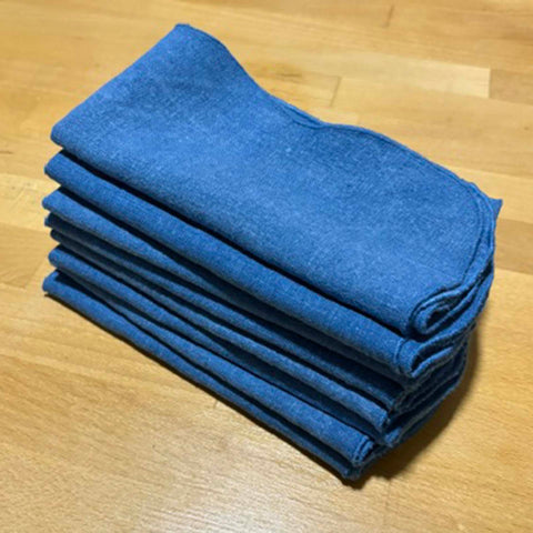Scalloped Edge Indigo Linen Napkins