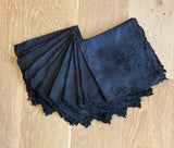 Vintage Madeira Cutwork Black Linen Napkins