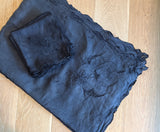 Vintage Madeira Cutwork Black Linen Napkins