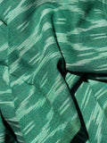 Cotton Ikat Handwoven Fabric: Green with Honeycomb
