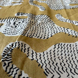 Cotton Block Print Fabric: Mustard with Tigers