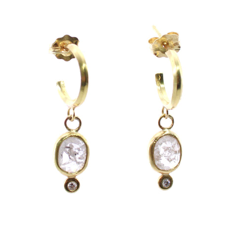 Gold Hoops with Dangly Diamonds