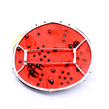 Sugar Fired Blue Enamel Brooch with Gemstones