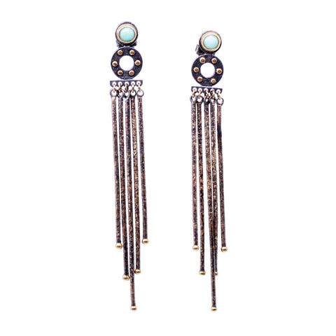 Gold Dust Fringe Earrings with Amazonite