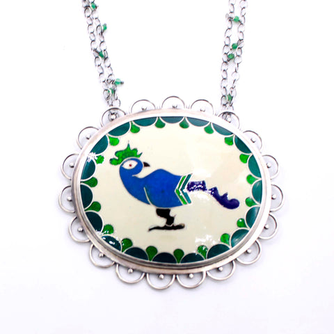Cloisonne Enamel Peacock Necklace