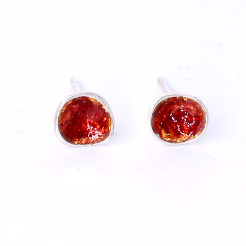 Red Enamel Stud Earrings
