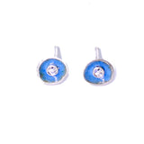 Light Blue Enamel Stud Earrings with Diamonds