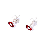 Red Enamel Stud Earrings with Diamonds