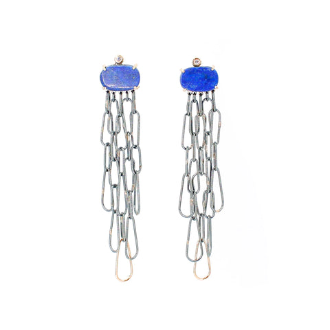 Lapis Dangle Chain Earrings