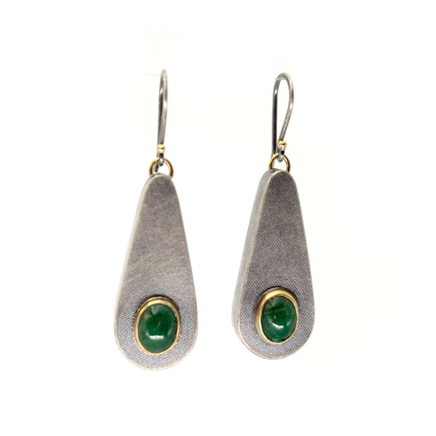 Teardrop Earrings with Emeralds