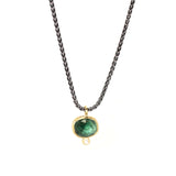 Green Tourmaline and Diamond Charm Necklace