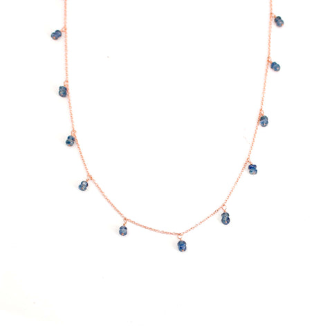 Rose gold Chain with Dangly Sapphires Necklace