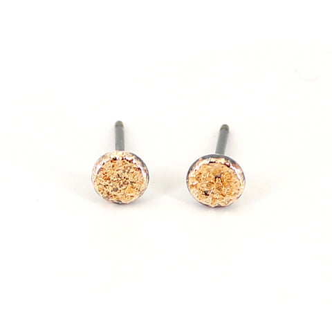 Gold Dust Round Stud Earrings