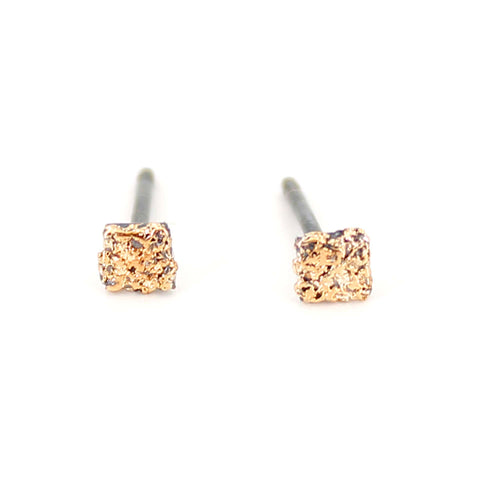 Gold Dust Square Stud Earrings