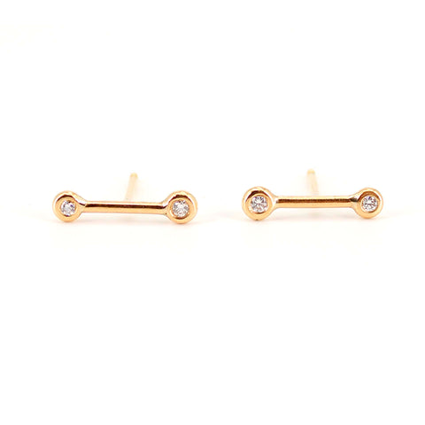 Diamond Bar Stud Earrings