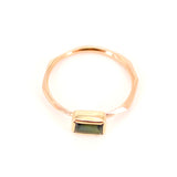 Green Tourmaline on Faceted Gold Ring