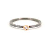 Square Wire with One Diamond Stacking Ring