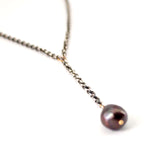 Black Pearl "T" Necklace