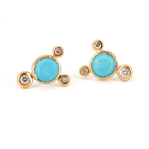 Turquoise & Diamond Earrings