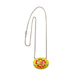 Yellow and Red Flower Enamel Necklace