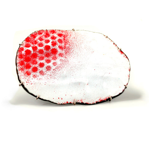 White & Red Polka Dot Enamel Brooch