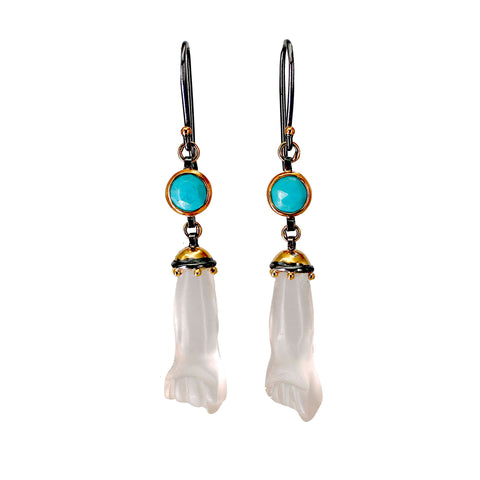 Figa Mixed Metal Earrings with Turquoise