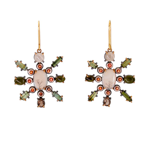 Gemstone Snowflake Earrings