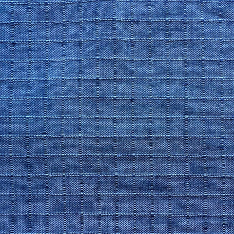 Cotton Handloom Fabric: Blue with Raised Checkered Weave