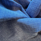 Cotton Handloom Fabric: Blue with Raised Checkered Weave