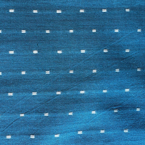 Cotton Handloom Fabric: Teal with Cream Weave