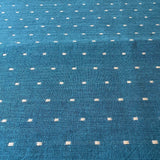 Cotton Handloom Fabric: Teal with Cream Weave