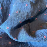 Silk /Cotton Blend Fabric: Blue with Tiny Pink Flowers