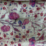 Silk /Cotton Blend Fabric: Cream with Pink Variety Flowers