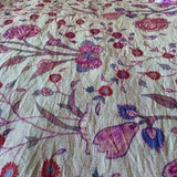 Silk /Cotton Blend Fabric: Cream with Pink Variety Flowers