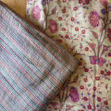 Silk /Cotton Blend Fabric: Cream with Pink Variety Flowers