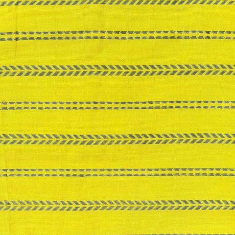 Cotton Handloom Fabric: Golden Yellow with Green Weave