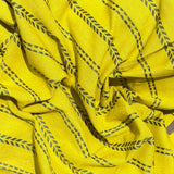 Cotton Handloom Fabric: Golden Yellow with Green Weave