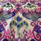 Silk /Cotton Blend Fabric: Printed Deep Purple & Green Ikat