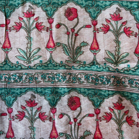 Silk /Cotton Blend Fabric: Moghul Pink Flower Fabric
