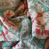Silk /Cotton Blend Fabric: Moghul Pink Flower Fabric