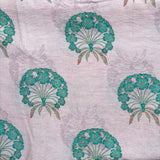 Silk /Cotton Blend Fabric: Cream with Green Flower Spray